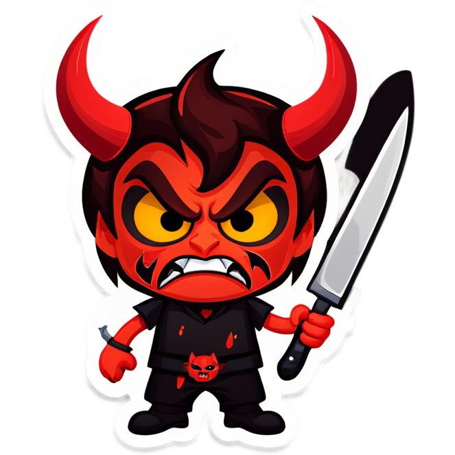 Angry emoji red eyes devil horns red face holding knife  emoji