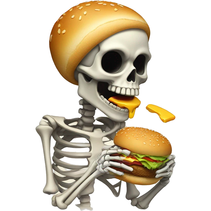 skeleton eating a burger emoji