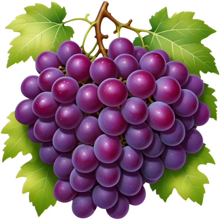 Cinematic glossy purple grapes, plump and dewy, gathered in a beautiful cluster, deep rich hues, ultra-detailed, fresh and juicy, soft glowing light. emoji