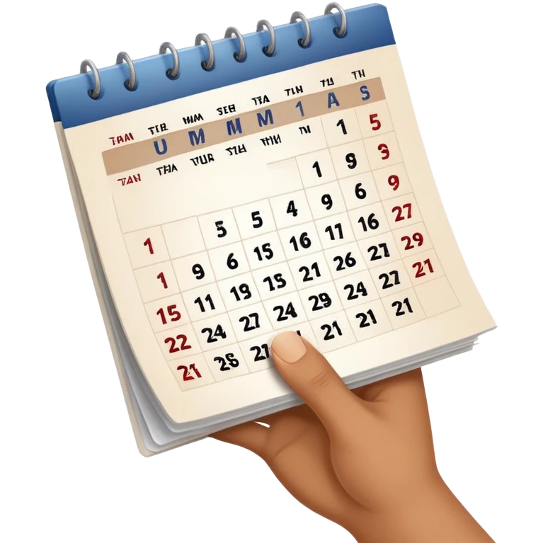 hand holding a calendar emoji