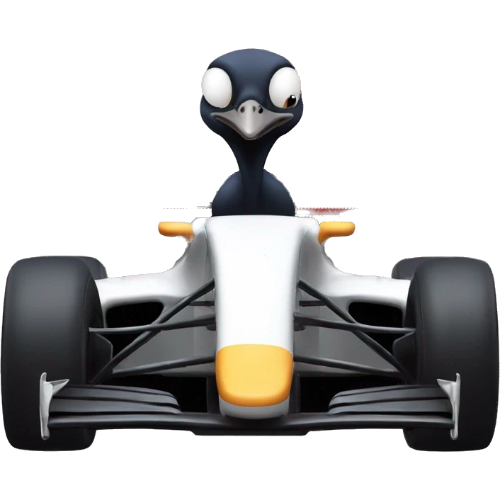 Ostrich in a f1 car emoji