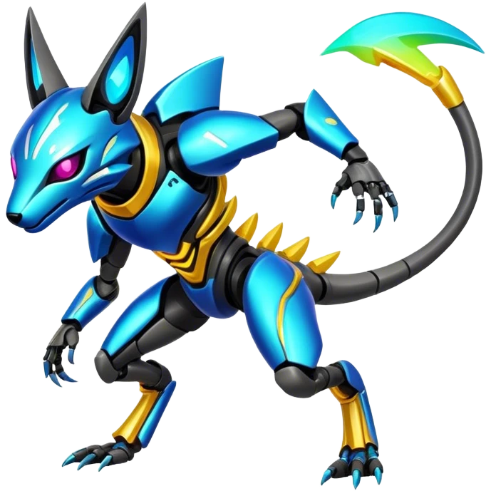 Shiny Epic Edgy Cool Colorful Vibrant Modern Vernid-Protogen-creature-animal, full body emoji