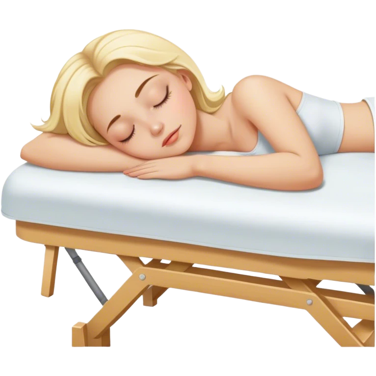 Blonde girl sleeping on massage table emoji