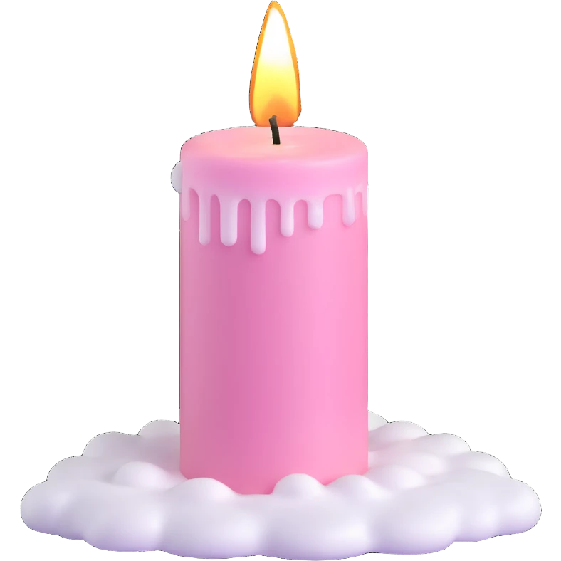 Light pink candle with snow emoji