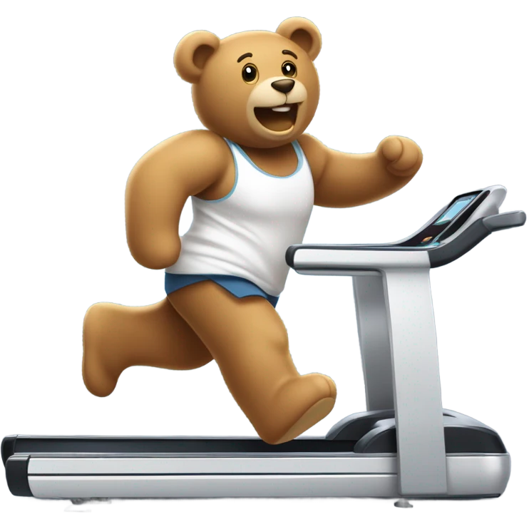 Teddy bear running on treadmill  emoji