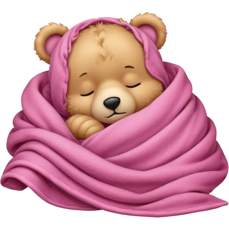 Pink teddy bear sleeping under a blanket  emoji