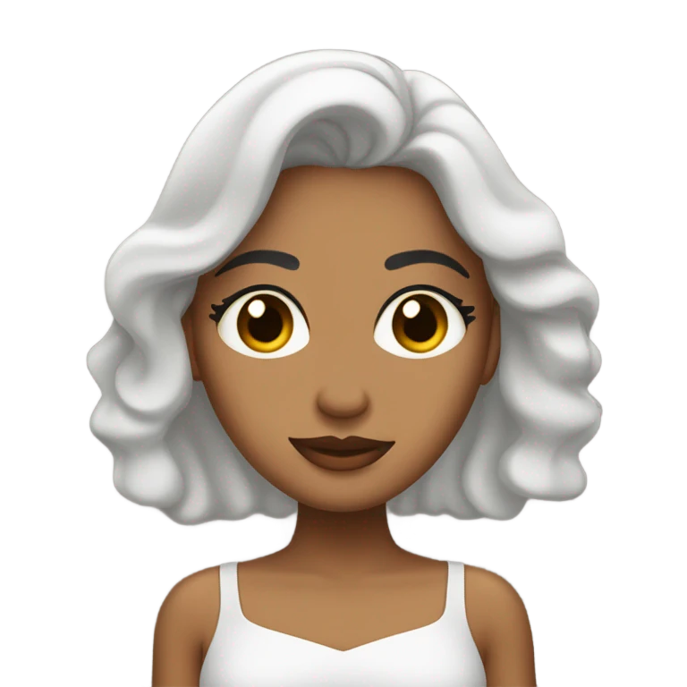 Mujer morena con cabello ondulado negro y ojos cafés  emoji
