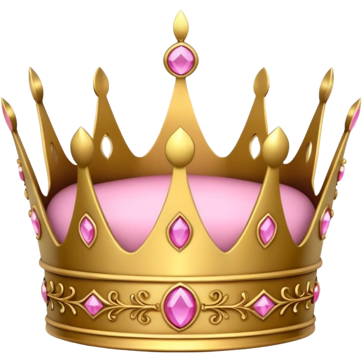 A luxurious golden crown with pink accents and elegant details, featuring a prominent empty space or cutout in the center emoji
