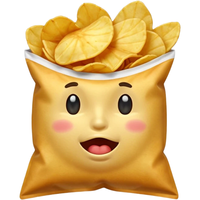 potato chips with mouth closed emoji