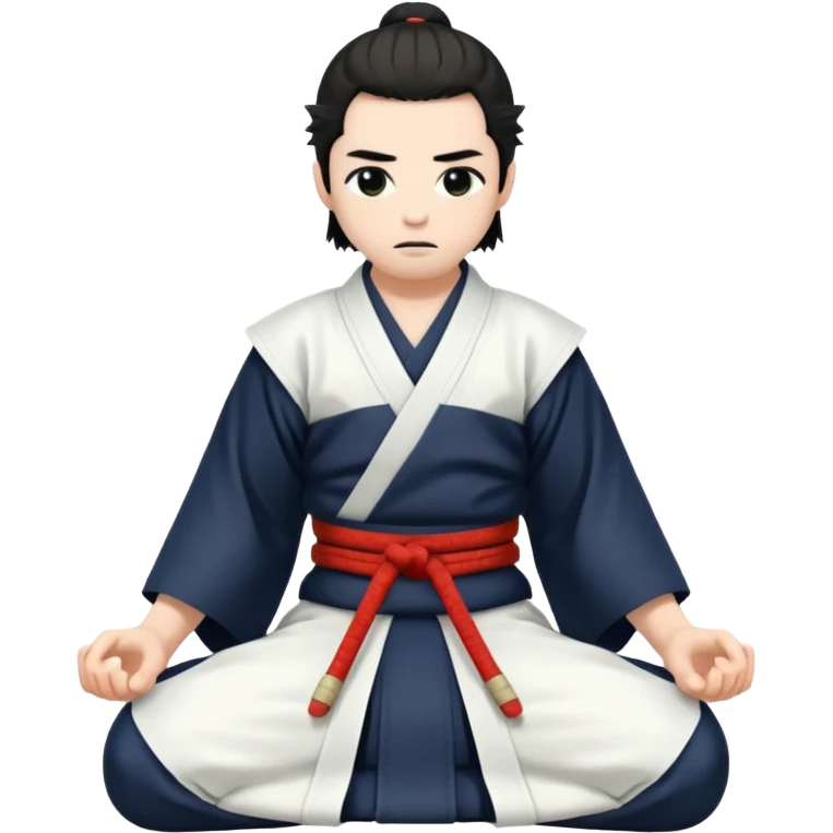 kneeling samurai in all white kimono emoji
