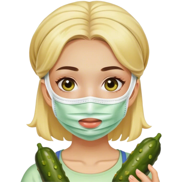 Chica con una mascarilla y pepinillos  emoji