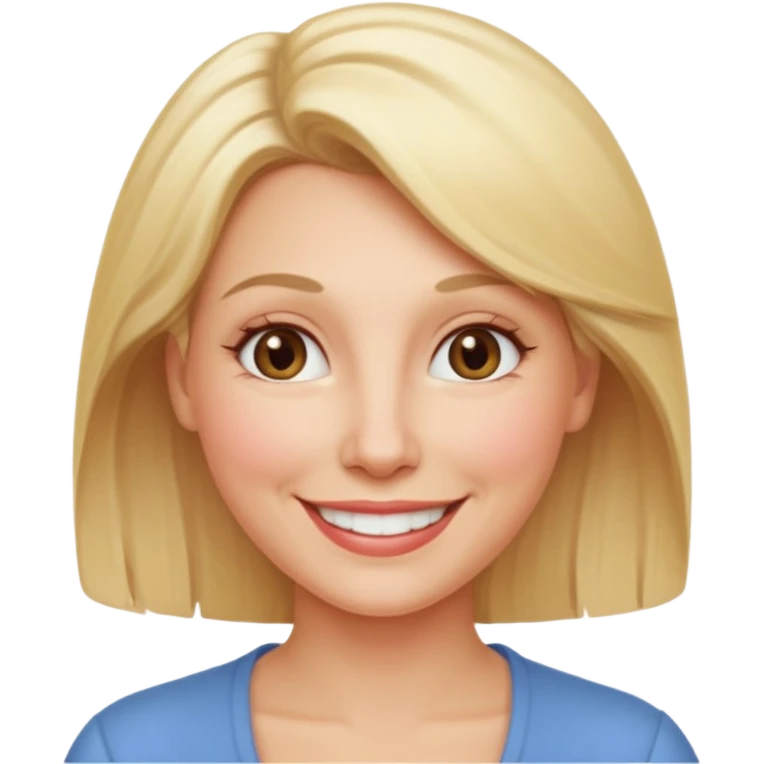 female, mid-age, blonde hair smile emoji