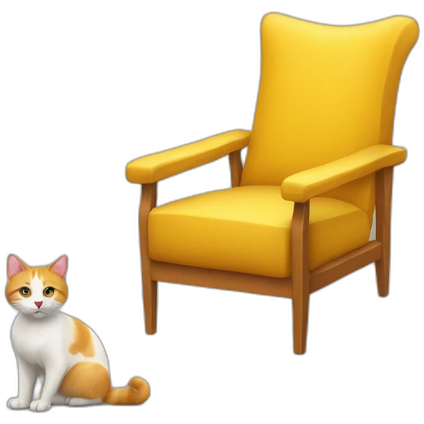Fauteuil jaune avec un chat roux emoji
