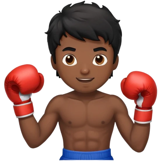 black haired wavy guy boxing happy emoji
