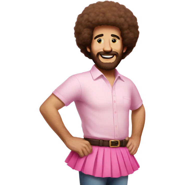 Bob Ross in a pink tutu skirt emoji