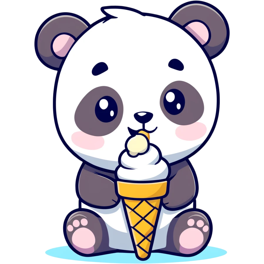 Panda eating ice cream emoji