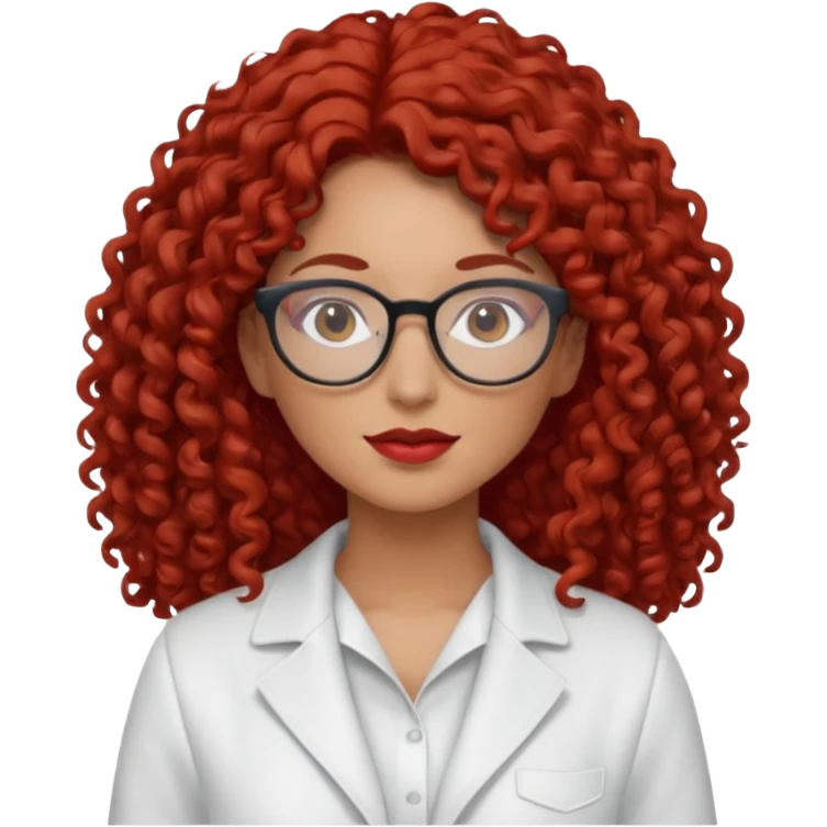 rizada peli roja , trigueña , con lentes y ropa blanca pelo largo  emoji