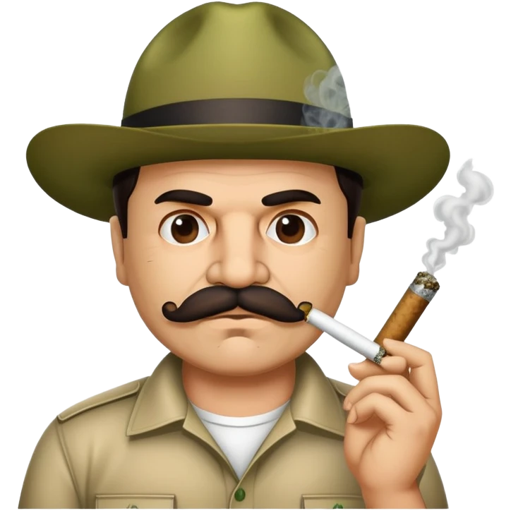 El Chapo Guzman with mustache smoking a marijuana joint emoji