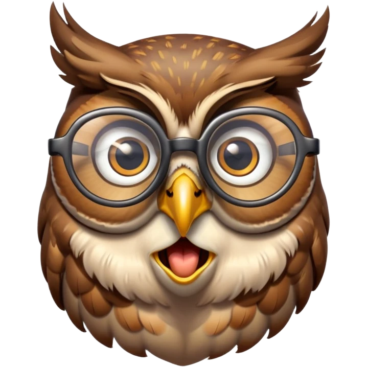 owl with glasses falling off and surprised expression emoji