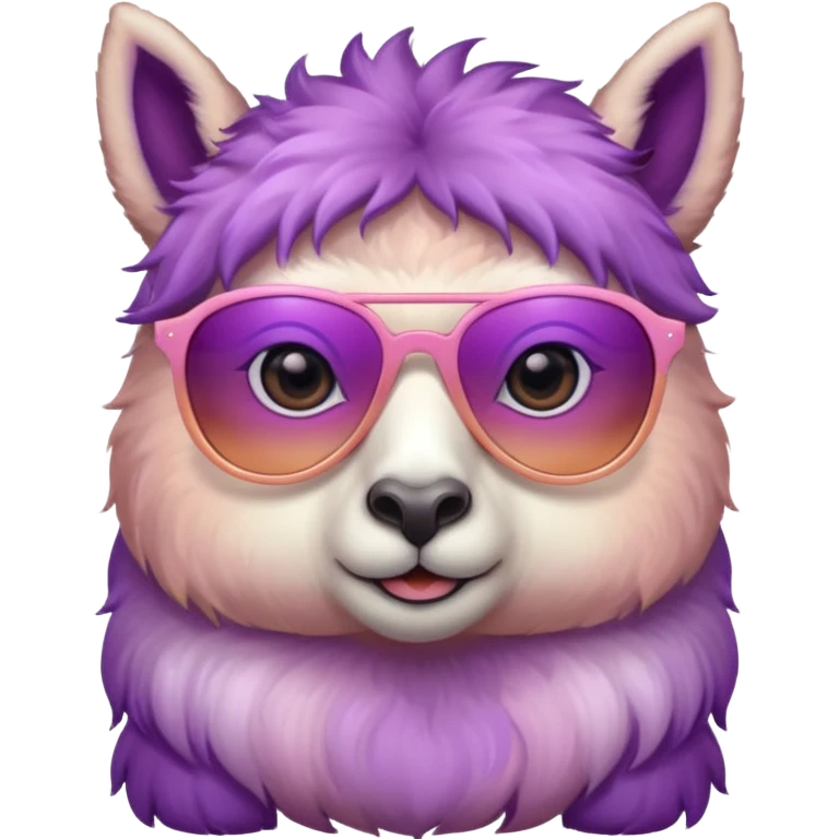 gradient purple color peach pink white cute eyes lama sun glasses emoji