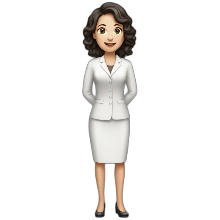 white woman dark hair presenting a keynote emoji