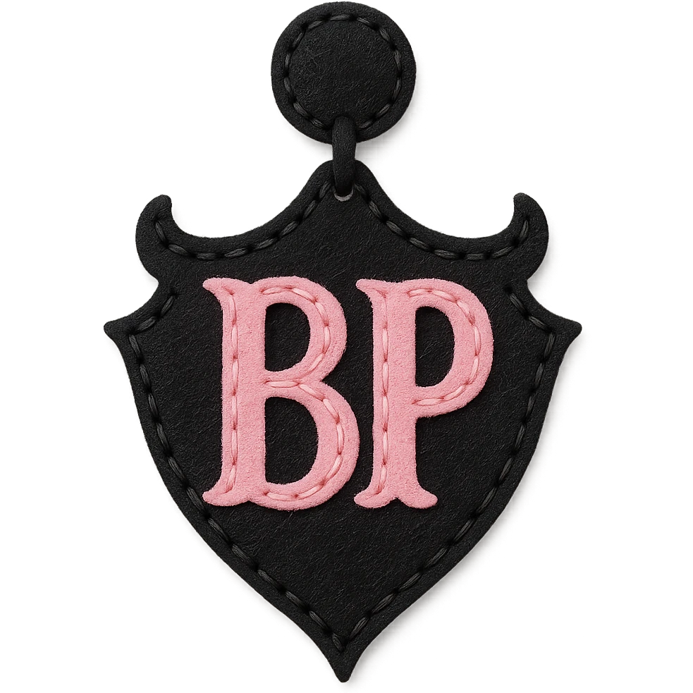BLACKPINK-inspired gothic earring, no hearts, soft and stylish, black and pink emoji