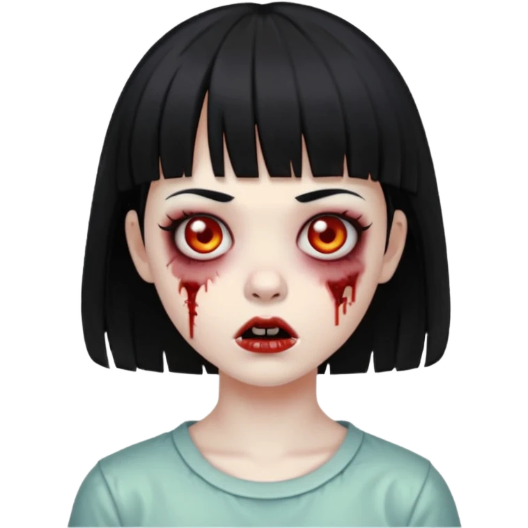Zombie girl with black hair, short bangs  emoji