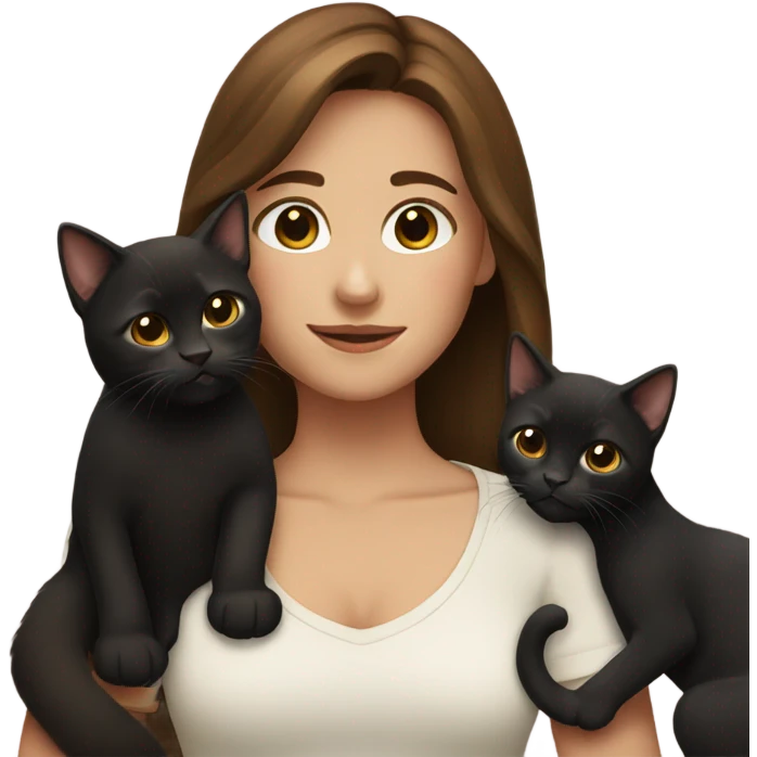 Girl with Brown hair with 2 black cata emoji