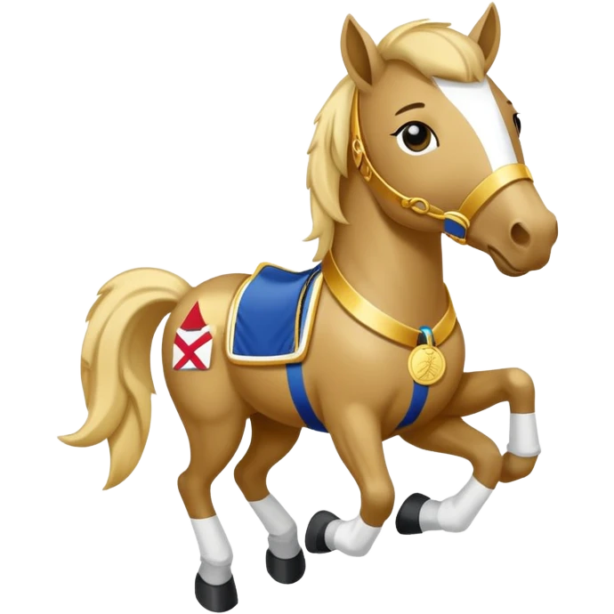 anthropomorphised horse in a hip-hop outfit, wearing a gold medal emoji
