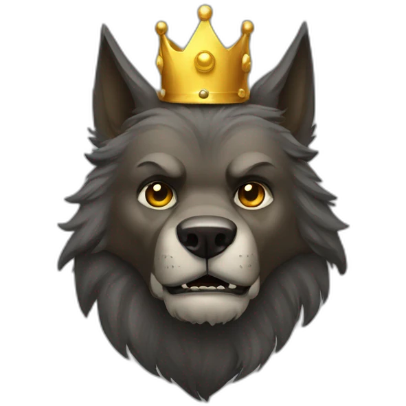 werewolf wearing golden crown and robe emoji