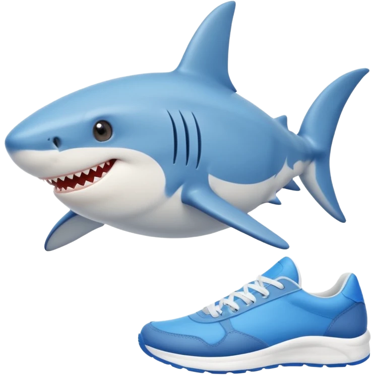 cute shark with blue sneakers emoji