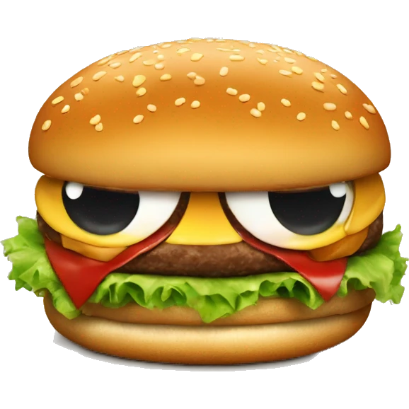 Burger with eyes on it looking to the left emoji