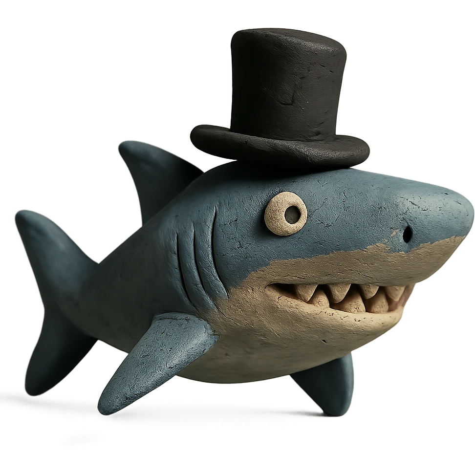 shark wearing a top hat emoji