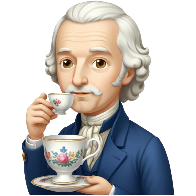 Adam Smith, 18th century economist with beard and wavy hair, drinking tea from a teacup emoji