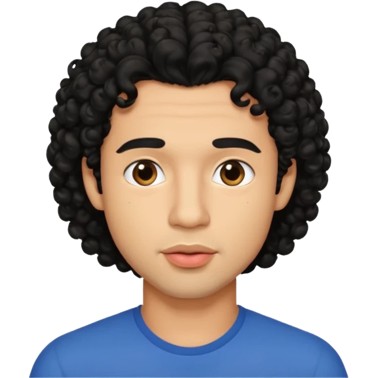 a handsome man with black curly hair tries to kiss emoji