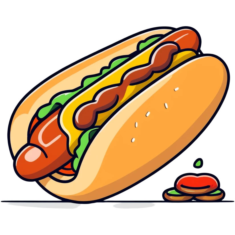 A hot dog taking its bun off emoji