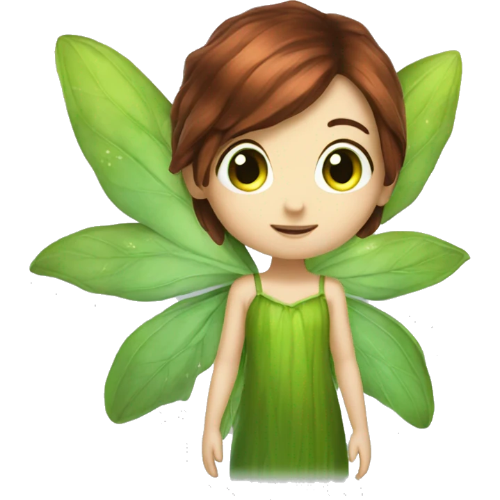 Plant fairy with dark auburn hair, green eyes,  emoji
