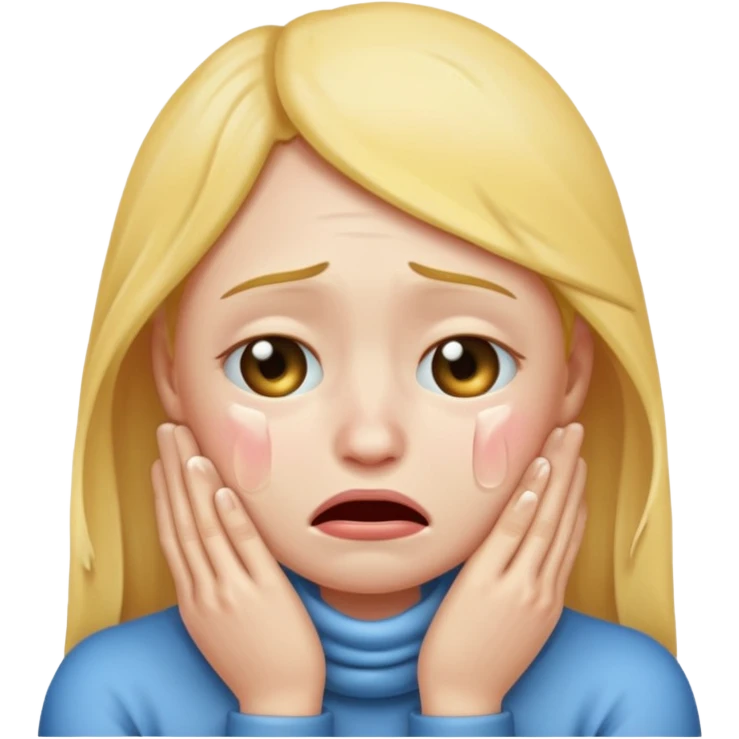 Plain crying emoji with two hands rapped around neck emoji
