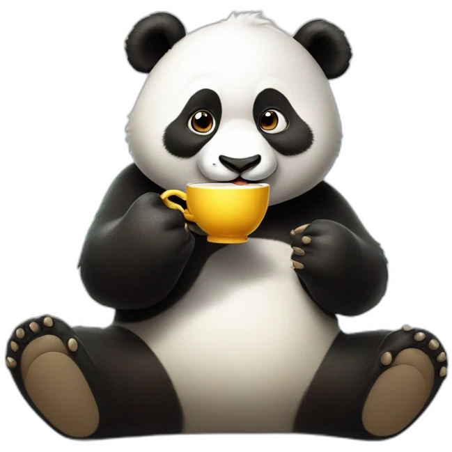 Happy panda sipping tea emoji