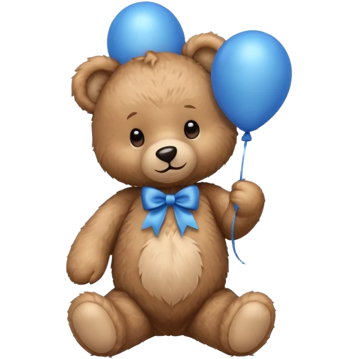 teddy bear holding balloons, birthday, cute, fluffy, semi-realistic emoji