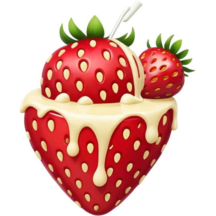 Strawberry with melted white chocolate and more white chocolate  emoji