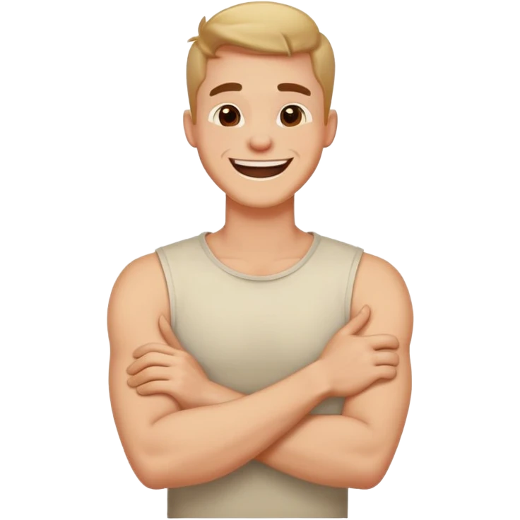 arms crossed holding neck laughing guy emoji
