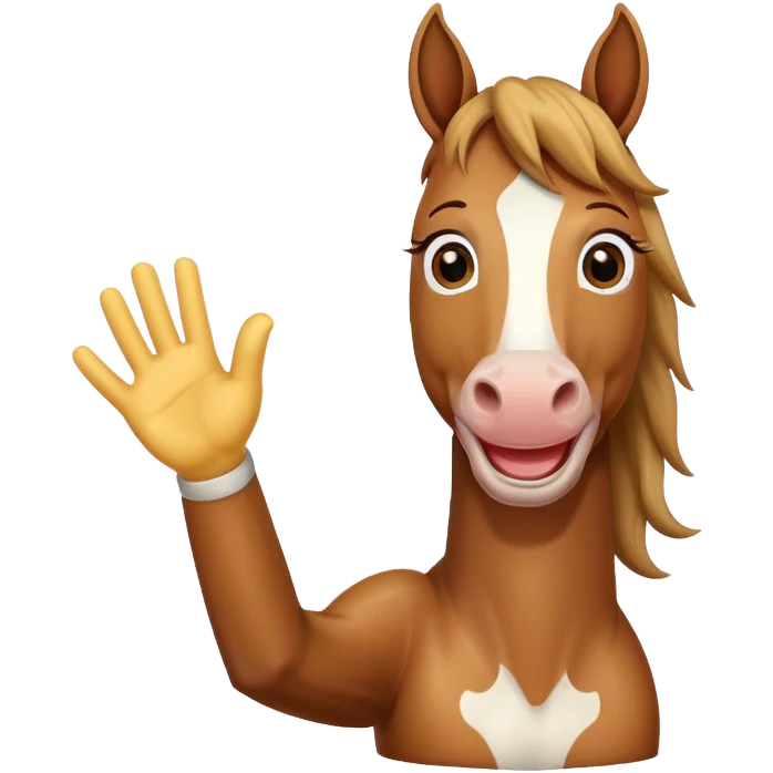 Сделай кароче лошадь которая улыбается и передаёт привет  emoji