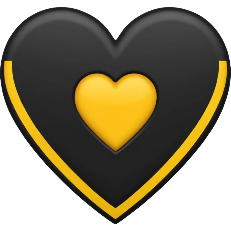 Black heart with yellow road stripe in center emoji