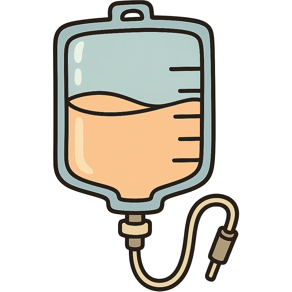 cartoon style IV bag, no face emoji