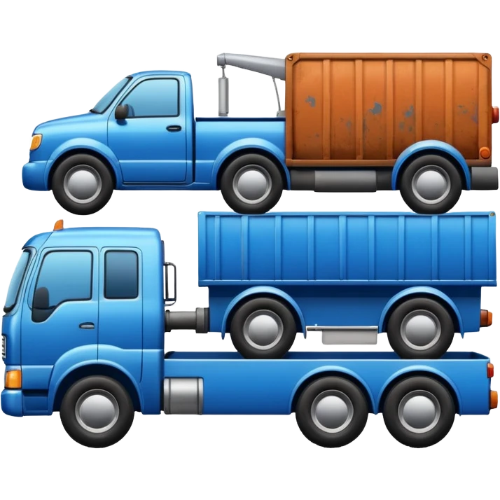 A car towed by a truck,the towed car is at right side and it’s tilt emoji