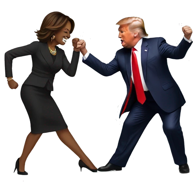 trump dancing with kamala emoji