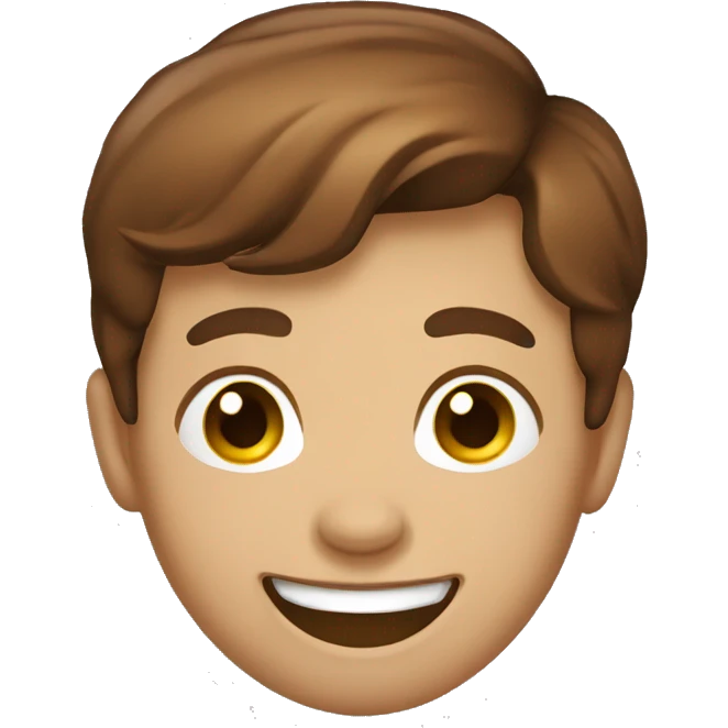 emoji brown hair with laughing happy face, no body emoji