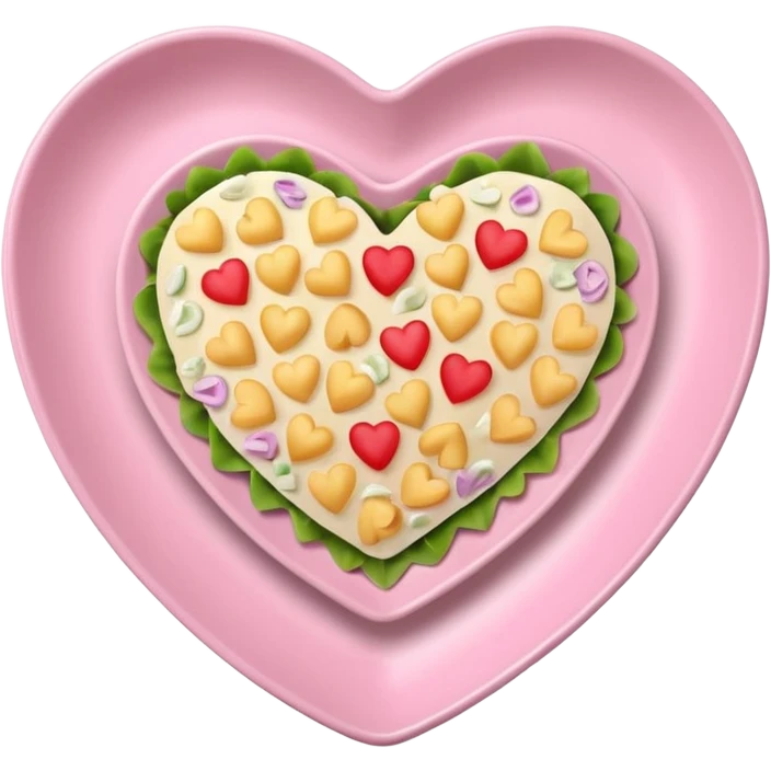 Hawaiian Mac salad light pink heart shaped plate emoji