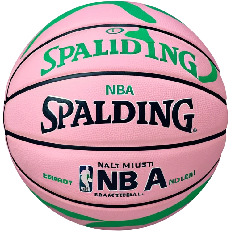 Spalding basketball with NBA logo, white color with pastel pink and green swirls pattern emoji